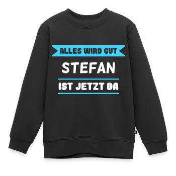 Stefan Name Design für stolze Stefans - Kinder Premium Organic Sweatshirt - Schwarz - Vorne - AI Model Kid Female (0cm)