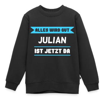 Julian Name Design für stolze Julians - Kinder Premium Organic Sweatshirt - Schwarz - Vorne - AI Model Kid Female (0cm)