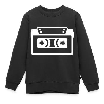 Kassette Symbol - Kinder Premium Organic Sweatshirt - Schwarz - Vorne - AI Model Kid Female (0cm)