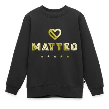 Matteo Herz - Kinder Premium Organic Sweatshirt - Schwarz - Vorne - AI Model Kid Female (0cm)