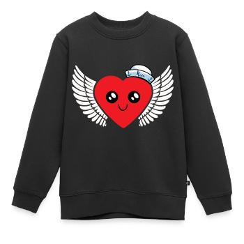 Seemann Herz Matrose Schifffahrt Liebe Valentin - Kinder Premium Organic Sweatshirt - Schwarz - Vorne - AI Model Kid Female (0cm)