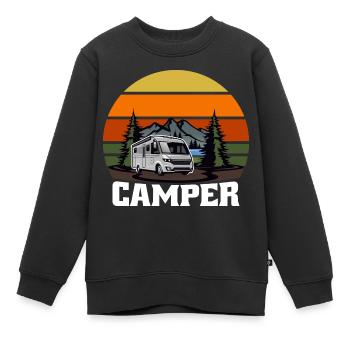 Cadeau Camper Camper Caravan - Sweat Premium enfant bio - noir - Devant - AI Model Kid Female (0cm)