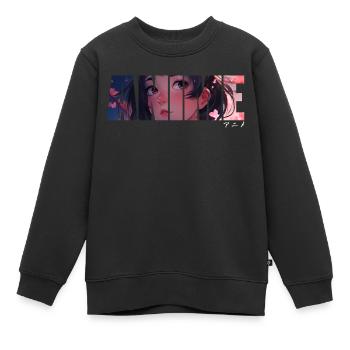 Mignon Anime Fille Lettrage - Sweat Premium enfant bio - noir - Devant - AI Model Kid Female (0cm)