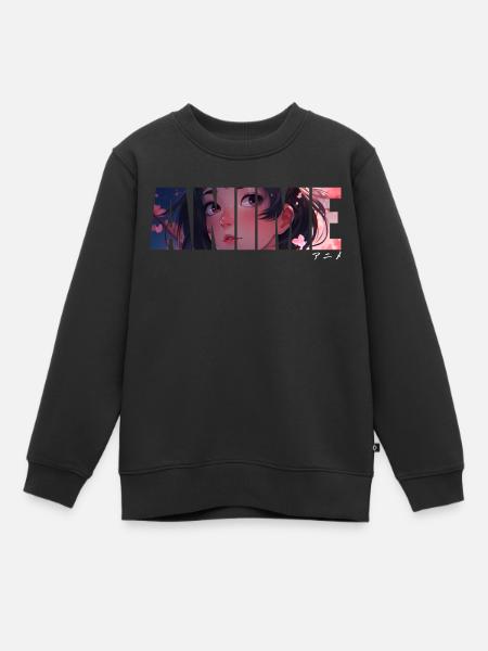 Mignon Anime Fille Lettrage - Sweat Premium enfant bio - noir