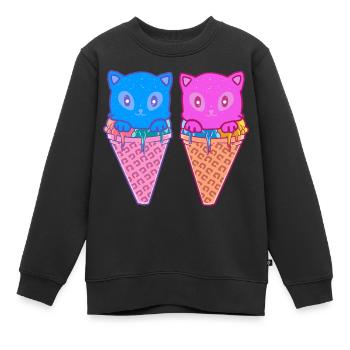 Katzen Eiswaffel Eiskreme Eiscrem Kinder - Kinder Premium Organic Sweatshirt - Schwarz - Vorne - AI Model Kid Female (0cm)