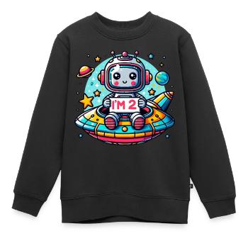 J’ai 2 ans deuxième anniversaire - Sweat Premium enfant bio - noir - Devant - AI Model Kid Female (0cm)