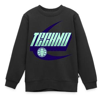 Techno - Sweat Premium enfant bio - noir - Devant - AI Model Kid Female (0cm)
