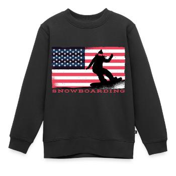 Snowboard Snowboard Snowboard Snowboard Vacances - Sweat Premium enfant bio - noir - Devant - AI Model Kid Female (0cm)