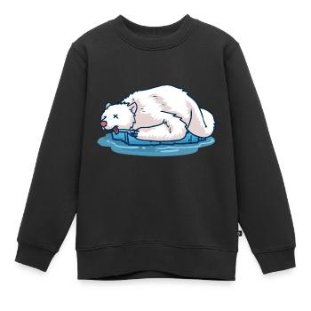 Ours polaire mort sur une banquise rip changement climatique - Sweat Premium enfant bio - noir - Devant - AI Model Kid Female (0cm)