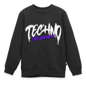 Techno - Sweat Premium enfant bio - noir - Devant - AI Model Kid Female (0cm)