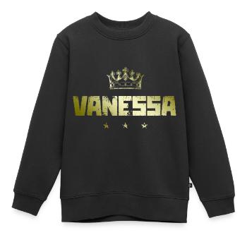 Vanessa - Kinder Premium Organic Sweatshirt - Schwarz - Vorne - AI Model Kid Female (0cm)