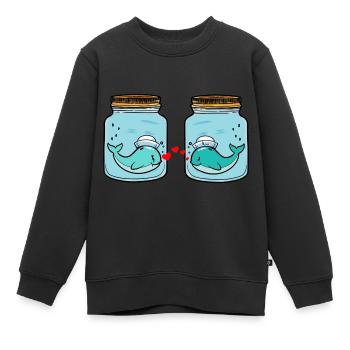 Whale Pisces Love Breakup Heartbreak Tears - Kids Premium Organic Sweatshirt - black - Front - AI Model Kid Female (0cm)