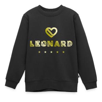 Leonard Herz - Kinder Premium Organic Sweatshirt - Schwarz - Vorne - AI Model Kid Female (0cm)