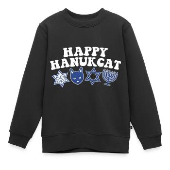 Joyeux Hanoukka Hanukcat costume juif Menorah - Sweat Premium enfant bio - noir - Devant - AI Model Kid Female (0cm)