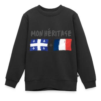 mon héritage france et québec - Sweat Premium enfant bio - noir - Devant - AI Model Kid Female (0cm)