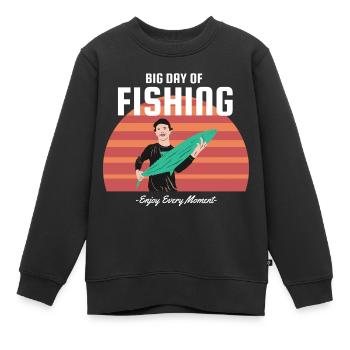 Grande journée de pêche, profitez chaque instant - Sweat Premium enfant bio - noir - Devant - AI Model Kid Female (0cm)