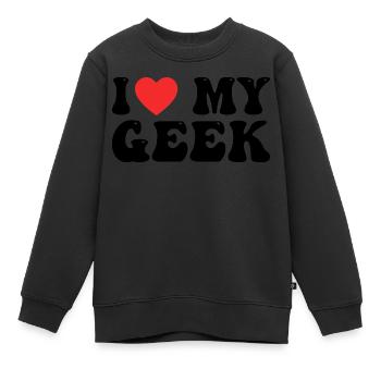 Ich liebe meinen Geek - Kinder Premium Organic Sweatshirt - Schwarz - Vorne - AI Model Kid Female (0cm)