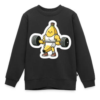 Kraftsport-König Banane - Kinder Premium Organic Sweatshirt - Schwarz - Vorne - AI Model Kid Female (0cm)