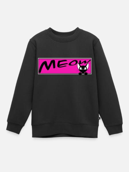 chat mignon MEOW chats chat chat - Sweat Premium enfant bio - noir