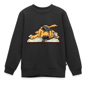 Chien Étudiant Étude Université Apprendre Livre - Sweat Premium enfant bio - noir - Devant - AI Model Kid Female (0cm)