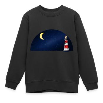 Phare nautique maritime Starry Sky Fantasy - Sweat Premium enfant bio - noir - Devant - AI Model Kid Female (0cm)