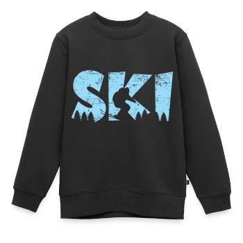 Skier Blue Vacances de ski - Sweat Premium enfant bio - noir - Devant - AI Model Kid Female (0cm)
