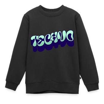 Techno - Sweat Premium enfant bio - noir - Devant - AI Model Kid Female (0cm)