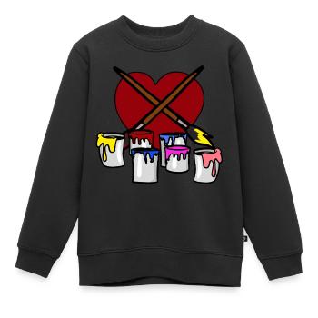 pinceau couleur peintre artiste Travail - Sweat Premium enfant bio - noir - Devant - AI Model Kid Female (0cm)