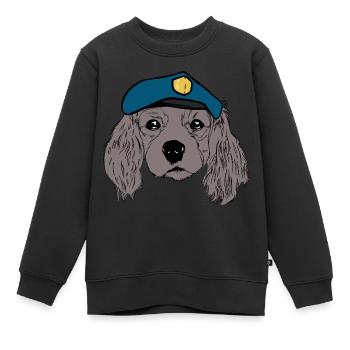Dog Head Cop Policier Chiens Lumière Bleue Travail - Sweat Premium enfant bio - noir - Devant - AI Model Kid Female (0cm)