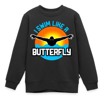 Natation Brasse Nageur - Sweat Premium enfant bio - noir - Devant - AI Model Kid Female (0cm)
