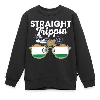 Straight Trippin' India Vacation Tour Travel Trip - Kinder Premium Organic Sweatshirt - Schwarz - Vorne - AI Model Kid Female (0cm)