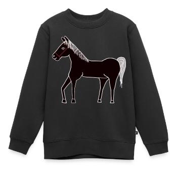 Equitation1 Cavalier Cheval Fool Sports équestres Centre équestre - Sweat Premium enfant bio - noir - Devant - AI Model Kid Female (0cm)