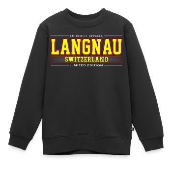 Langnau - Kinder Premium Organic Sweatshirt - Schwarz - Vorne - AI Model Kid Female (0cm)