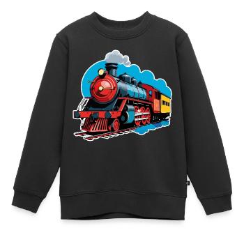 Locomotive à vapeur colorée pour les petits cheminots - Sweat Premium enfant bio - noir - Devant - AI Model Kid Female (0cm)
