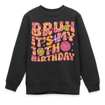Idée cadeau 10ème anniversaire fille dix ans - Sweat Premium enfant bio - noir - Devant - AI Model Kid Female (0cm)