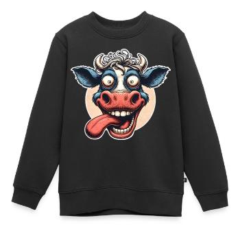 Kuh Crazy - Kinder Premium Organic Sweatshirt - Schwarz - Vorne - AI Model Kid Female (0cm)