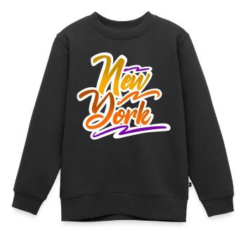New York - Sweat Premium enfant bio - noir - Devant - AI Model Kid Female (0cm)