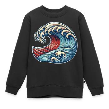 Vague - Sweat Premium enfant bio - noir - Devant - AI Model Kid Female (0cm)