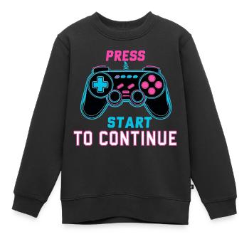 Appuyez sur Start pour continuer - Contrôleur Retro Neon - Sweat Premium enfant bio - noir - Devant - AI Model Kid Female (0cm)