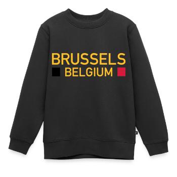 Bruxelles, Belgique (deux places) - Sweat Premium enfant bio - noir - Devant - AI Model Kid Female (0cm)