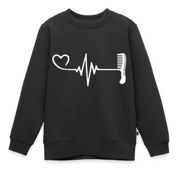 Peigne Coiffeur Pulse Heart Love - Sweat Premium enfant bio - noir - Devant - AI Model Kid Female (0cm)