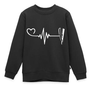 Rasieren Barber Puls Herz Liebe - Kinder Premium Organic Sweatshirt - Schwarz - Vorne - AI Model Kid Female (0cm)