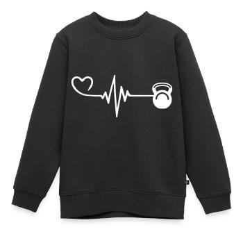Hantel Herzschlag - Kinder Premium Organic Sweatshirt - Schwarz - Vorne - AI Model Kid Female (0cm)
