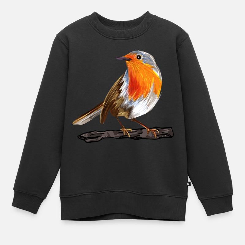 Rouge-gorge - Sweat Premium enfant bio - noir