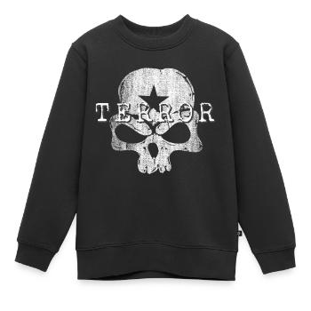 ÉTOILE DE TERREUR CRÂNE GAUCHE ROUGE - Sweat Premium enfant bio - noir - Devant - AI Model Kid Female (0cm)