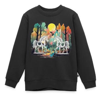 Habitants de la forêt Licornes Licornes Créatures mythiques - Sweat Premium enfant bio - noir - Devant - AI Model Kid Female (0cm)