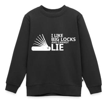 Grandes serrures pas de conception de verrouillage menteur - Sweat Premium enfant bio - noir - Devant - AI Model Kid Female (0cm)