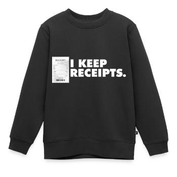 Phrase drôle de menteur Je garde les reçus mème - Sweat Premium enfant bio - noir - Devant - AI Model Kid Female (0cm)