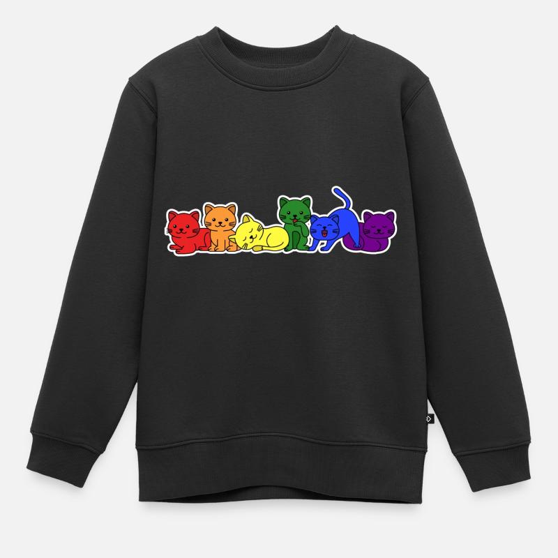 Conception de chat drapeau LGBT + pour les personnes LGBT + - Sweat Premium enfant bio - noir