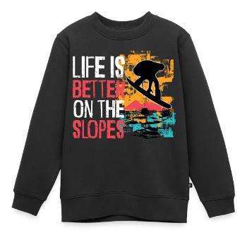 Snowboard Snowboard Vacances Snowboard Snowboard - Sweat Premium enfant bio - noir - Devant - AI Model Kid Female (0cm)